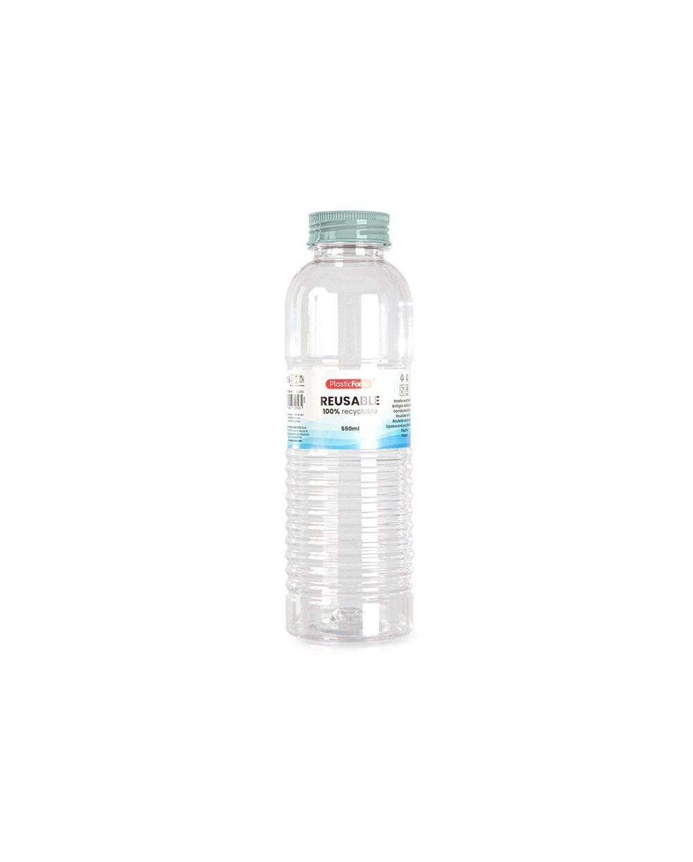 Botella portaliquidos plasticforte rio plastico reciclable 100 transparente 550 ml