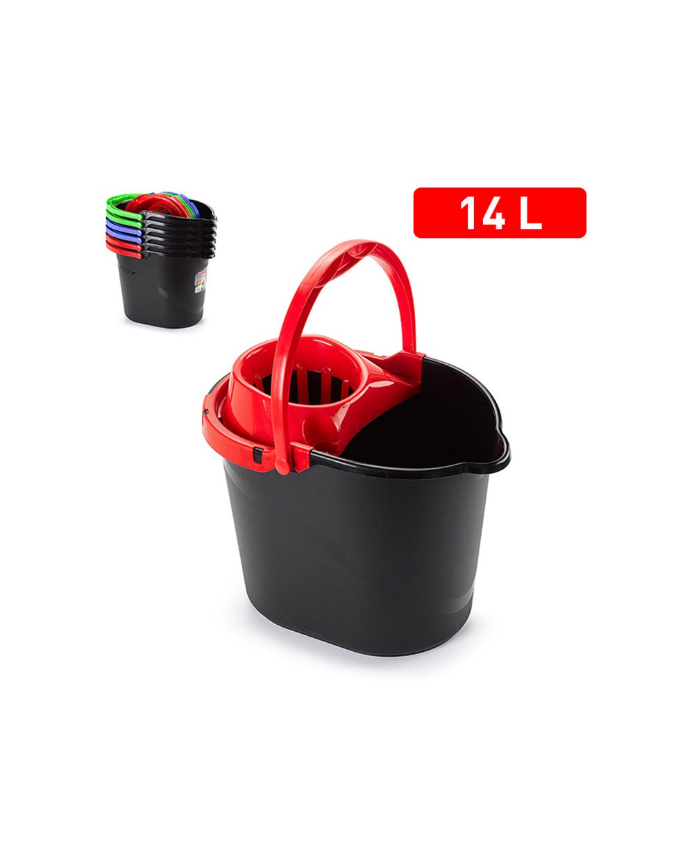 Cubo fregona plasticforte new black clean 14 litros color negro