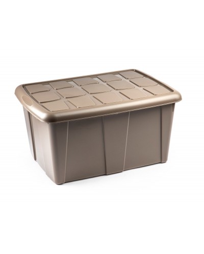 Contenedor de plastico plasticforte 60 litros n 18 beig con tapa 630x450x320 mm