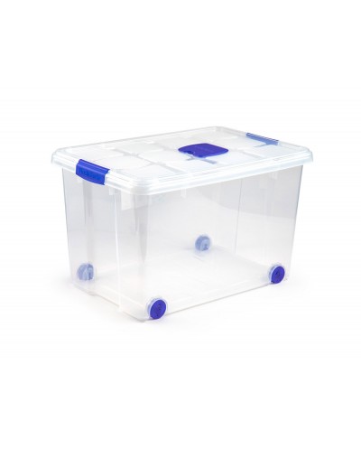 Contenedor de plastico plasticforte 55 litros n 4 transparente con tapa 590x400x350 mm