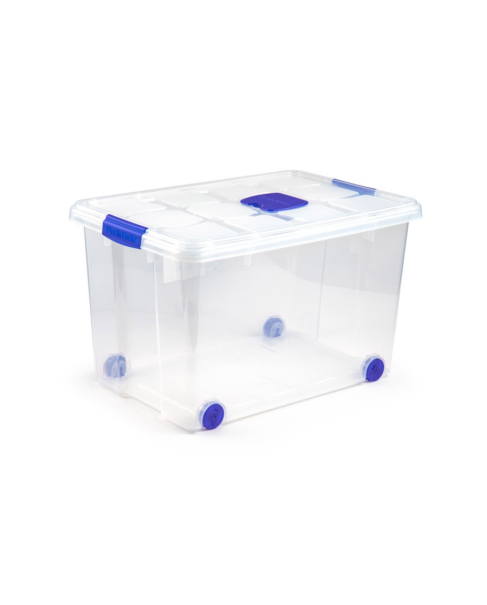 Contenedor de plastico plasticforte 55 litros n 4 transparente con tapa 590x400x350 mm