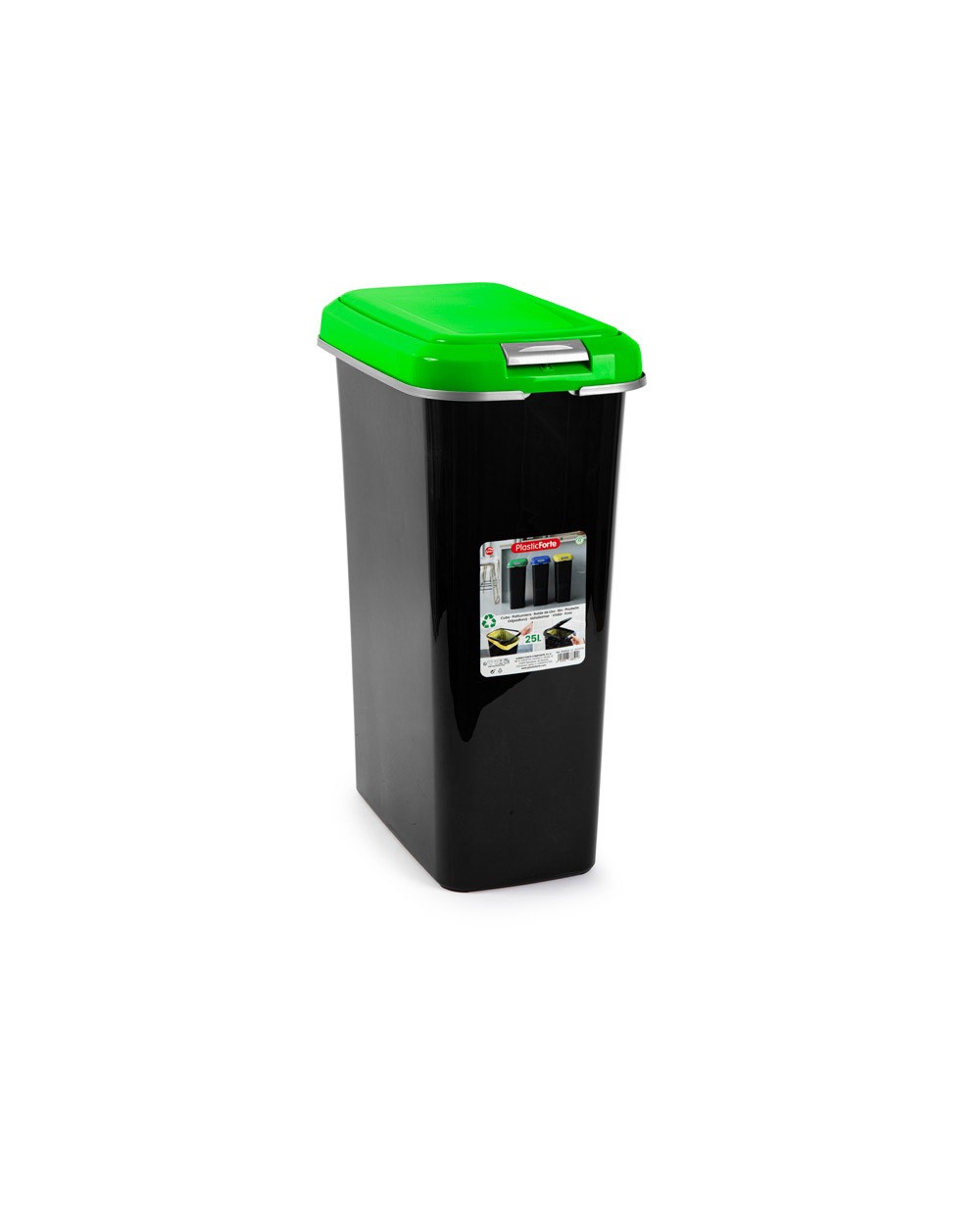 Contenedor para reciclaje plasticforte 25 l con tapa color verde parchis