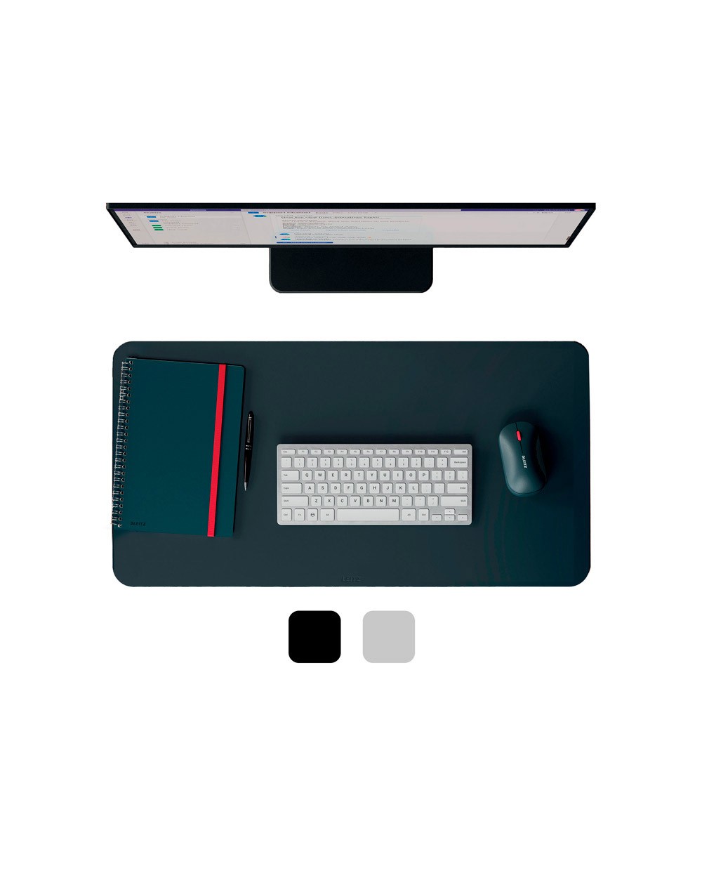 Alfombrilla de escritorio leitz piel reciclada color gris oscuro 700x360 mm