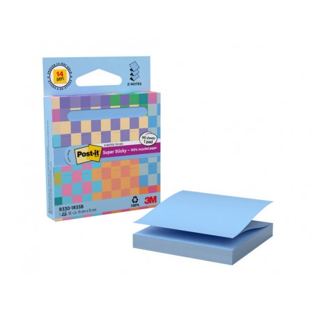 Bloc de notas adhesivas quita y pon post it z notas super sticky 100 pefc 76x76 mm dispensador 90 hojas azul