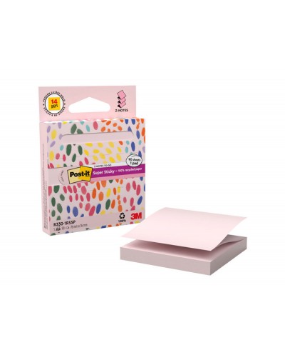 Bloc de notas adhesivas quita y pon post it z notas super sticky 100 pefc 76x76 mm dispensador 90 hojas rosa