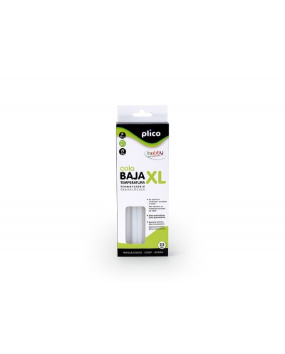 Barra termofusible plico cola mini xl baja temperatura 8 mm diametro x 200 mm de alto blister de 25 unidades