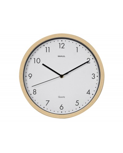 Reloj maul grain de pared redondo 30 cm diametro cuarzo marco madera natural clara