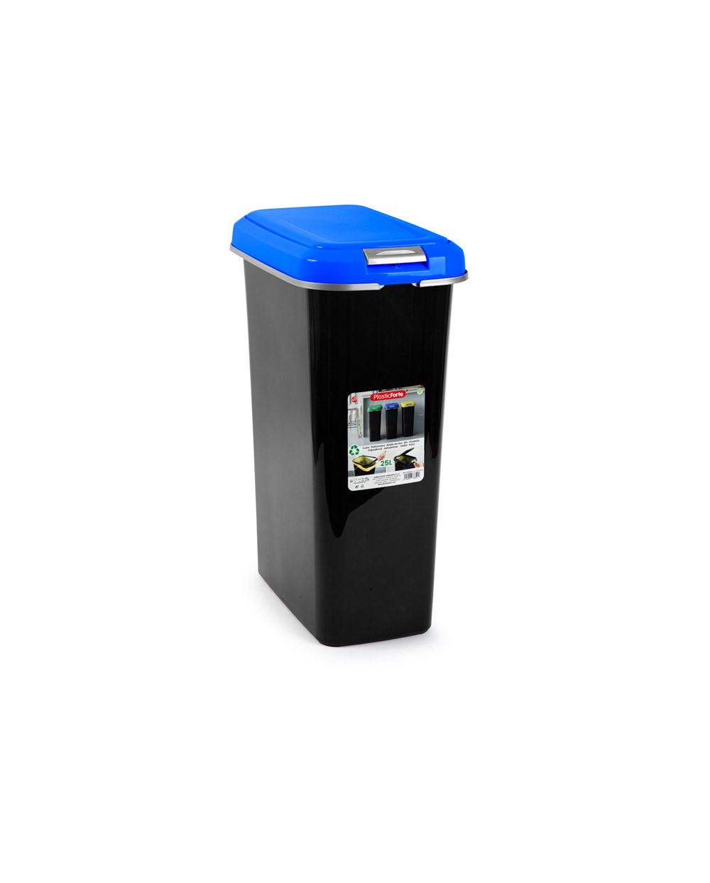 Contenedor para reciclaje plasticforte 25 l con tapa color azul parchis