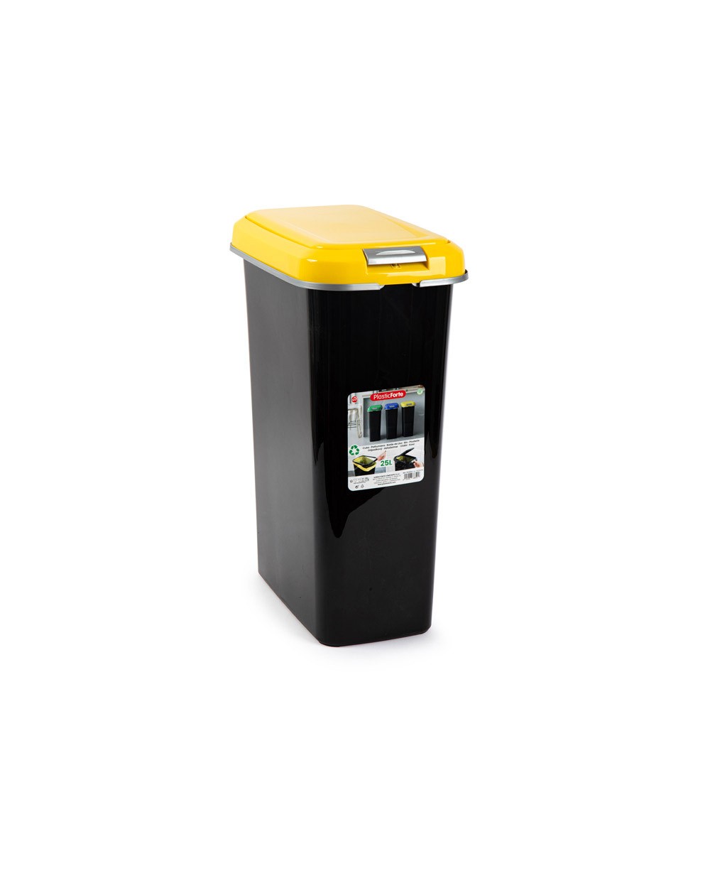 Contenedor para reciclaje plasticforte 25 l con tapa color amarillo parchis