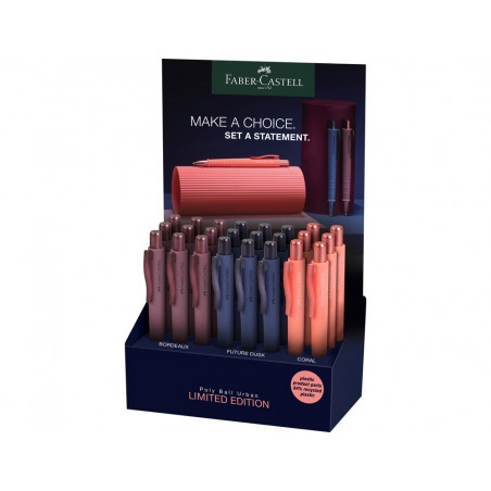 Boligrafo faber castell poly urban edition 25 retractil expositor de 24 unidades colores surtidos