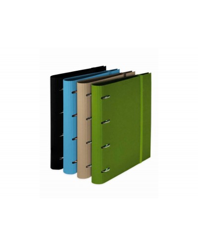 Carpeta pardo 4 anillas 35 mm carton compacto din a4 recambio 120 h 90 gr expositor 8 unidades colores