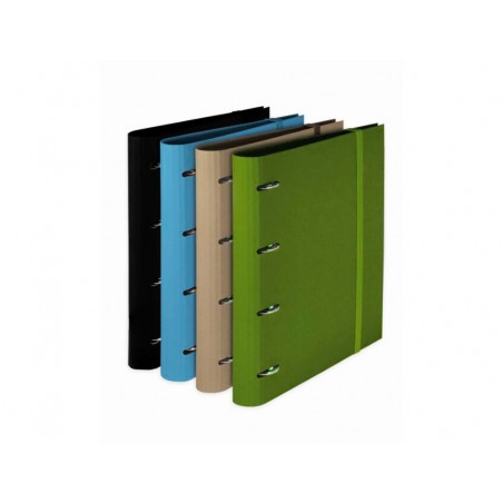 Carpeta pardo 4 anillas 35 mm carton compacto din a4 recambio 120 h 90 gr expositor 8 unidades colores