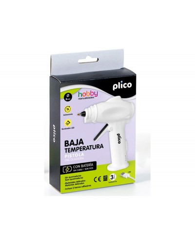 Pistola de silicona mini plico baja temperatura con bateria y led 25w