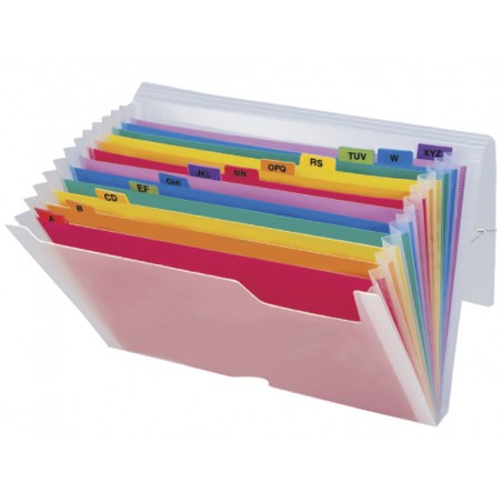 Carpeta carlin clasificador fuelle polipropileno a5 2 huecos tarjetas 13 departamentos colores