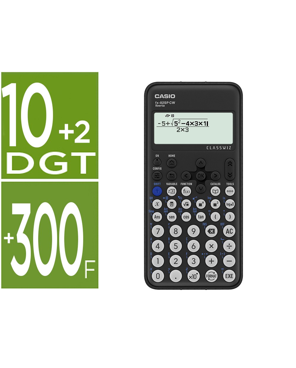 Calculadora casio fx 82sp cw iberia classwiz cientifica 300 funciones 9 memorias con tapa