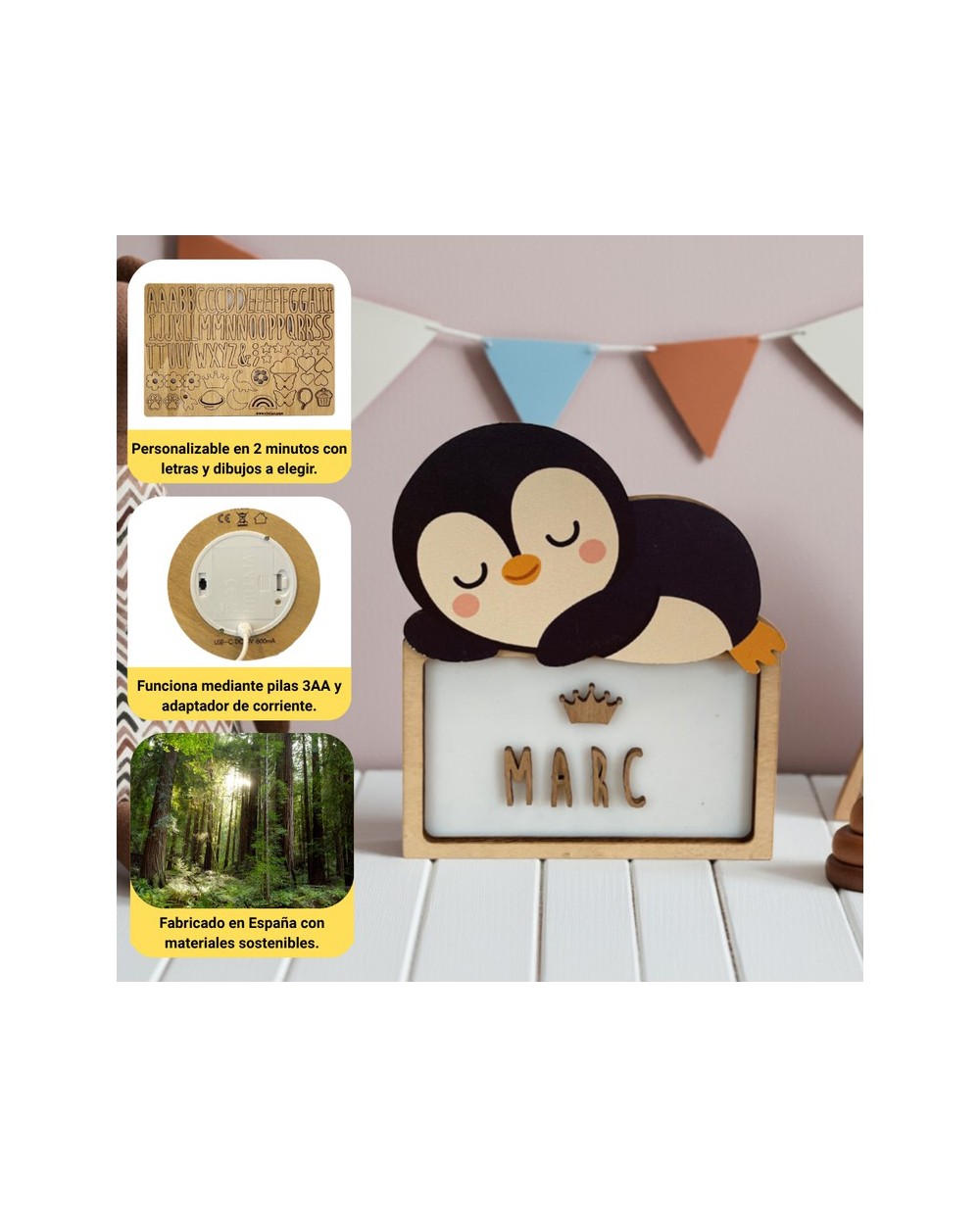 Lampara wondee vintiun personalizable ping ino