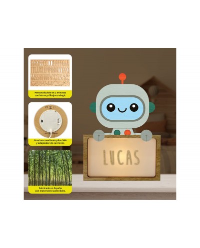 Lampara vintiun personalizable little robbot