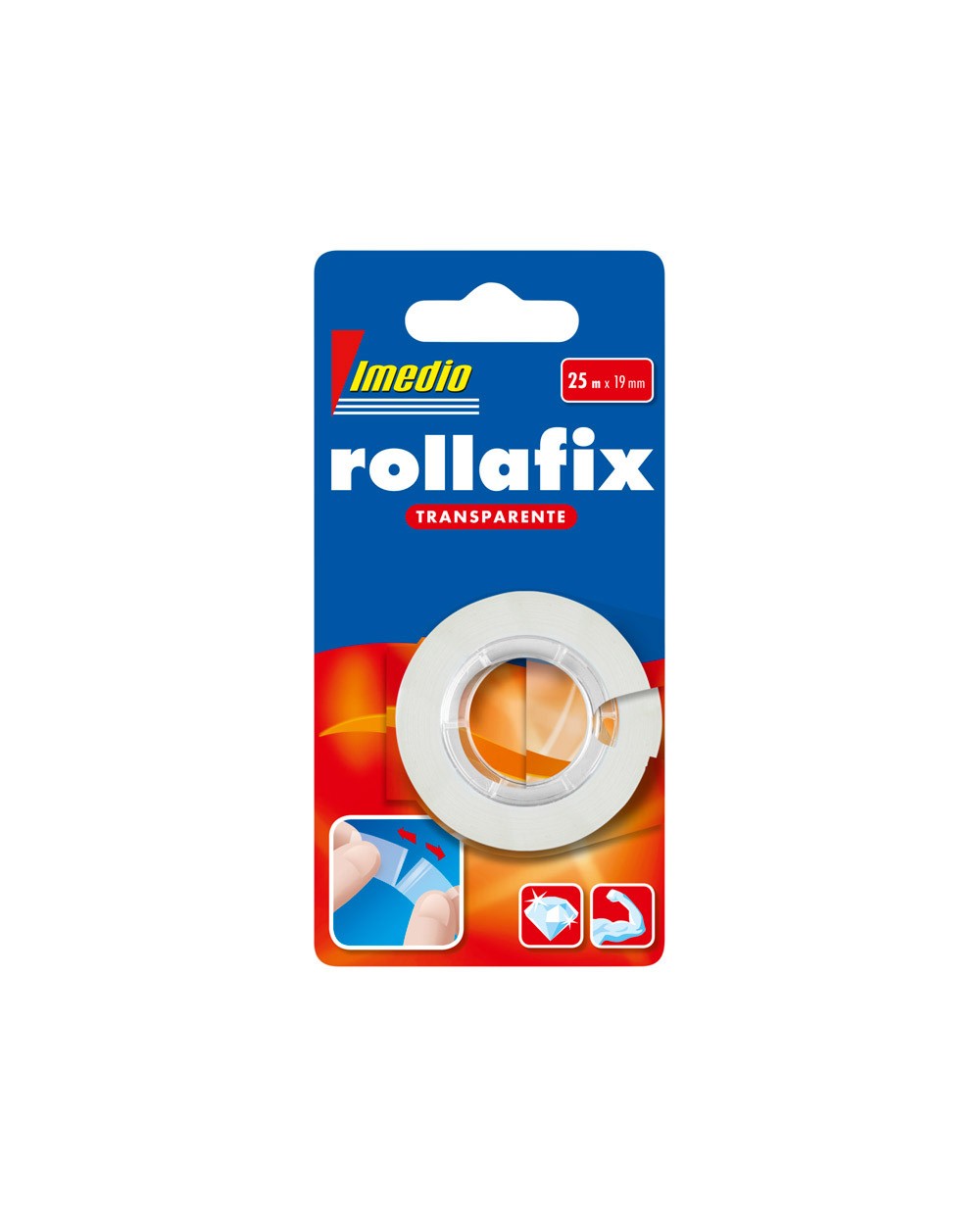 Cinta adhesiva imedio rollafix transparente 25 m x 19 mm