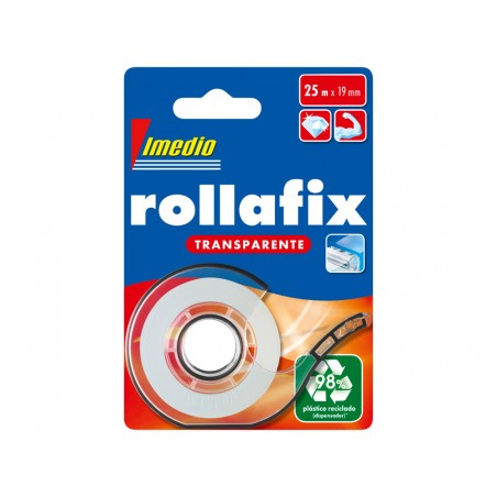 Miniportarrollo imedio rollafix transparente para cinta 25 m x 19 mm