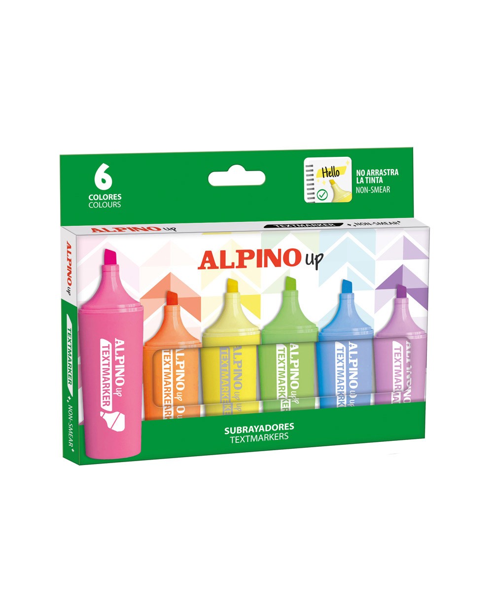 Rotulador fluorescente alpino up caja de 6 unidades colores surtidos