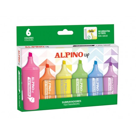Rotulador fluorescente alpino up caja de 6 unidades colores surtidos