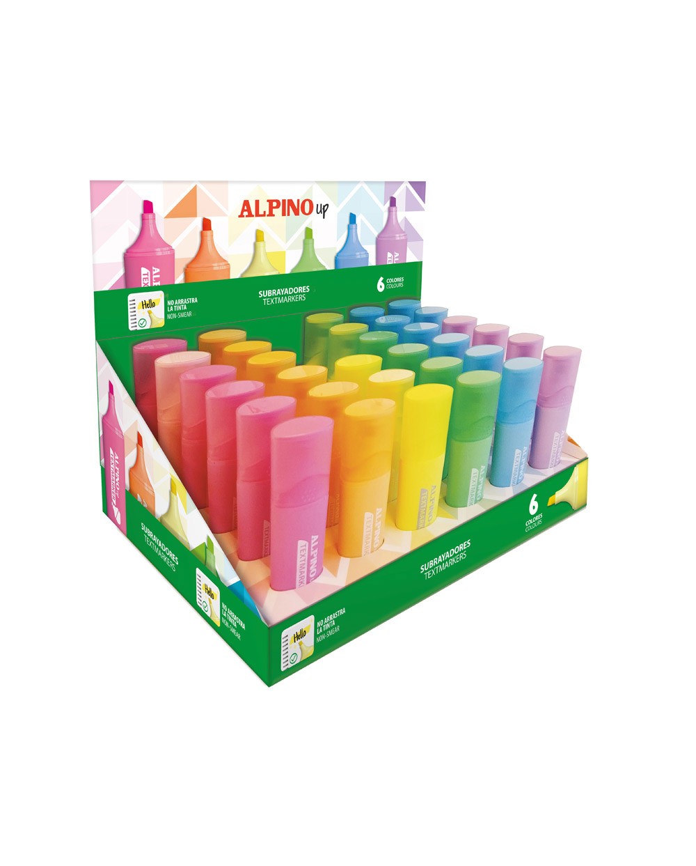 Rotulador fluorescente alpino up expositor de 36 unidades colores surtidos