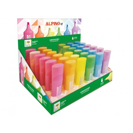 Rotulador fluorescente alpino up expositor de 36 unidades colores surtidos