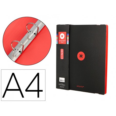 Carpeta 4 anillas de 35 mm mixtas antartik a4 foam bicolor negro rojo