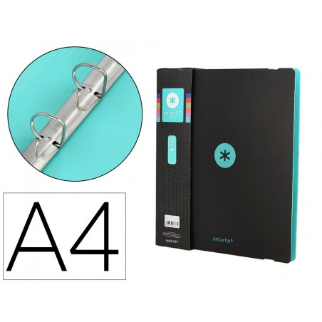 Carpeta 4 anillas de 35 mm mixtas antartik a4 foam bicolor negro menta