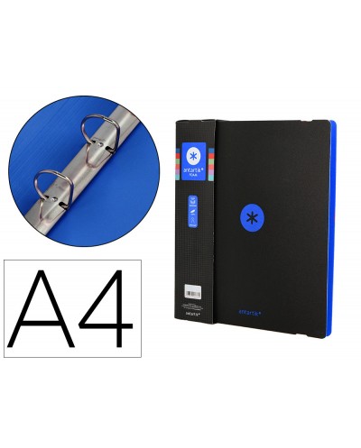 Carpeta 4 anillas de 35 mm mixtas antartik a4 foam bicolor negro azul