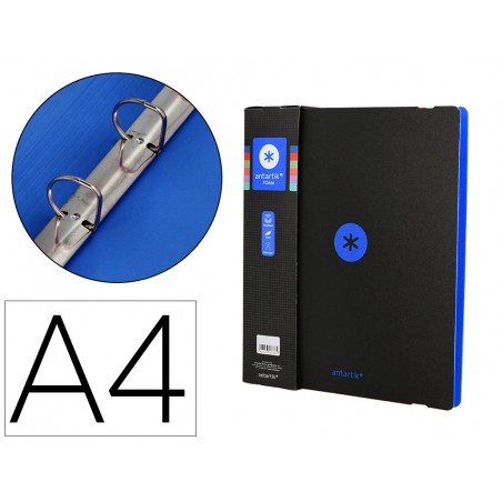 Carpeta 4 anillas de 35 mm mixtas antartik a4 foam bicolor negro azul