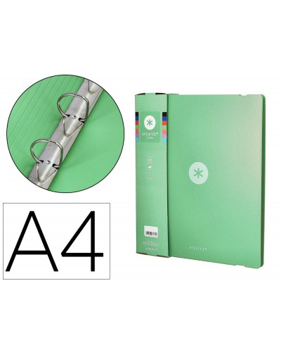 Carpeta 4 anillas de 35 mm mixtas antartik a4 foam color verde matcha