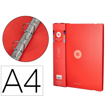 Carpeta 4 anillas de 35 mm mixtas antartik a4 foam color rojo