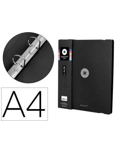 Carpeta 4 anillas de 35 mm mixtas antartik a4 foam color negro