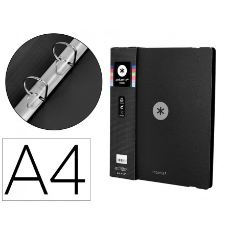 Carpeta 4 anillas de 35 mm mixtas antartik a4 foam color negro