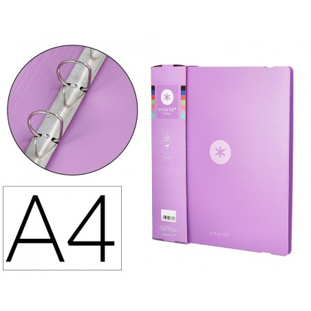 Carpeta 4 anillas de 35 mm mixtas antartik a4 foam color lavanda