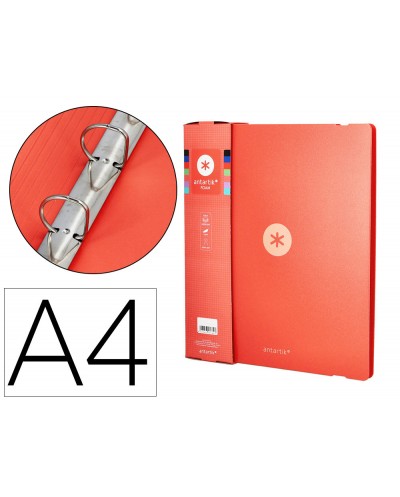 Carpeta 4 anillas de 35 mm mixtas antartik a4 foam color coral