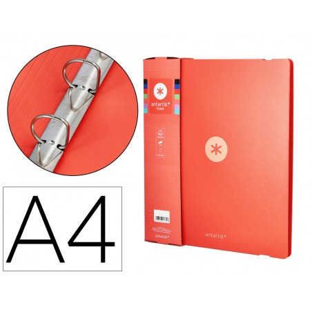 Carpeta 4 anillas de 35 mm mixtas antartik a4 foam color coral