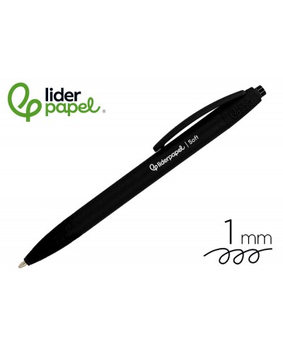 Boligrafo liderpapel punta 1 mm retractil con clip acabado soft touch tinta negra cuerponegro