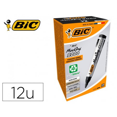 Rotulador bic marcador eco permanente marking 2000 negro trazo 17 mm caja de 12 unidades