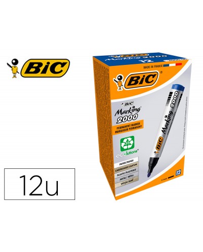 Rotulador bic marcador eco permanente marking 2000 azul trazo 17 mm caja de 12 unidades