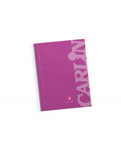 Cuaderno espiral carlin a4 micro tapa forrada 120h 90gr cuadro 5mm 4 taladros 5 bandas color violeta