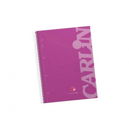 Cuaderno espiral carlin a4 micro tapa forrada 120h 90gr cuadro 5mm 4 taladros 5 bandas color violeta