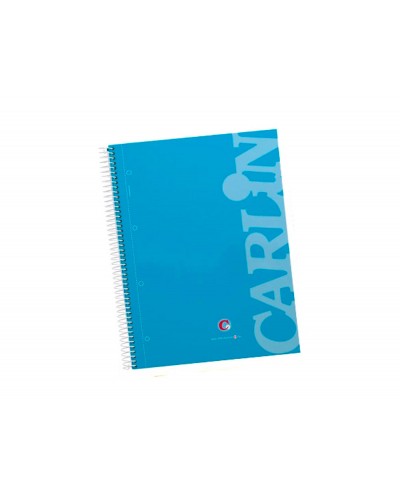 Cuaderno espiral carlin a4 micro tapa forrada 120h 90gr cuadro 5mm 4 taladros 5 bandas color azul