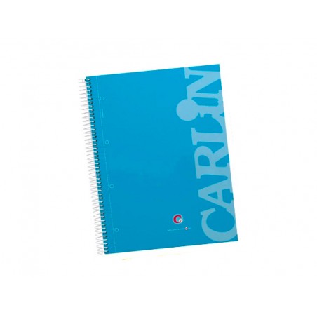 Cuaderno espiral carlin a4 micro tapa forrada 120h 90gr cuadro 5mm 4 taladros 5 bandas color azul