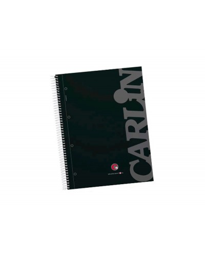 Cuaderno espiral carlin a4 micro tapa forrada 120h 90gr cuadro 5mm 4 taladros 5 bandas color negro
