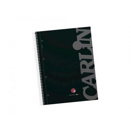 Cuaderno espiral carlin a4 micro tapa forrada 120h 90gr cuadro 5mm 4 taladros 5 bandas color negro