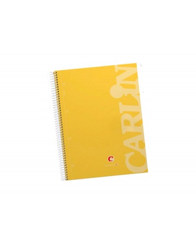 Cuaderno espiral carlin a4 micro tapa forrada 120h 90gr cuadro 5mm 4 taladros 5 bandas color amarillo