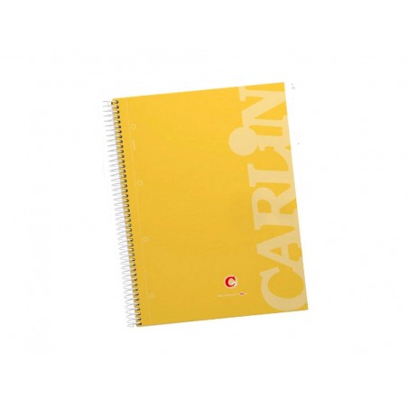 Cuaderno espiral carlin a4 micro tapa forrada 120h 90gr cuadro 5mm 4 taladros 5 bandas color amarillo