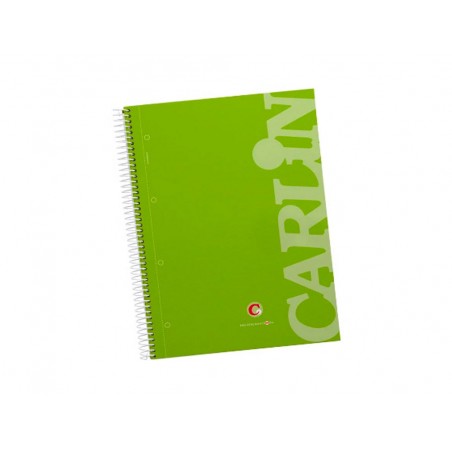 Cuaderno espiral carlin a4 micro tapa forrada 120h 90gr cuadro 5mm 4 taladros 5 bandas color verde